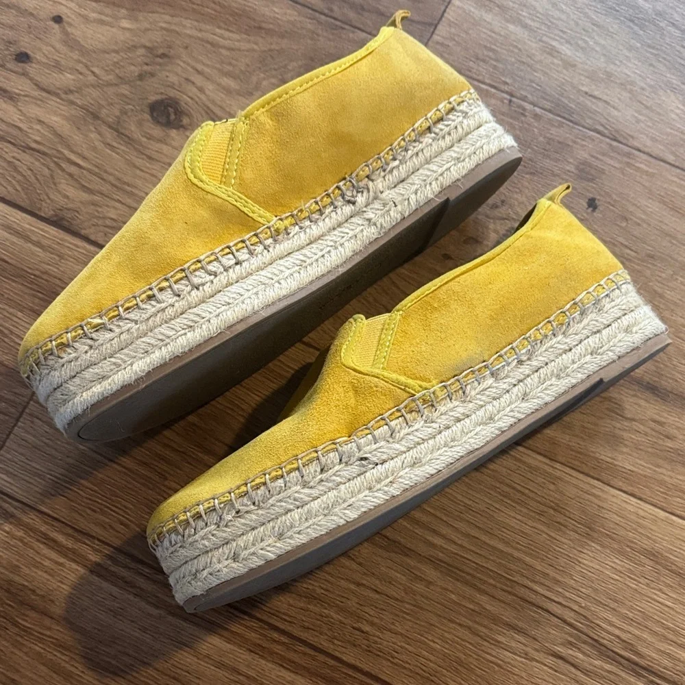 Sam Edelman Yellow Suede Platform Espadrille Slip-Ons